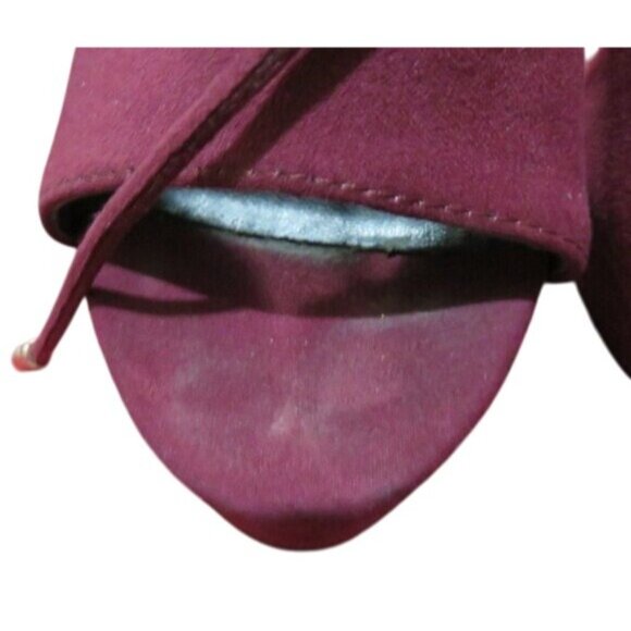 ALDO Nulia Maroon micro suede peep toe ankle boots booties heels size 7 - Picture 2 of 15